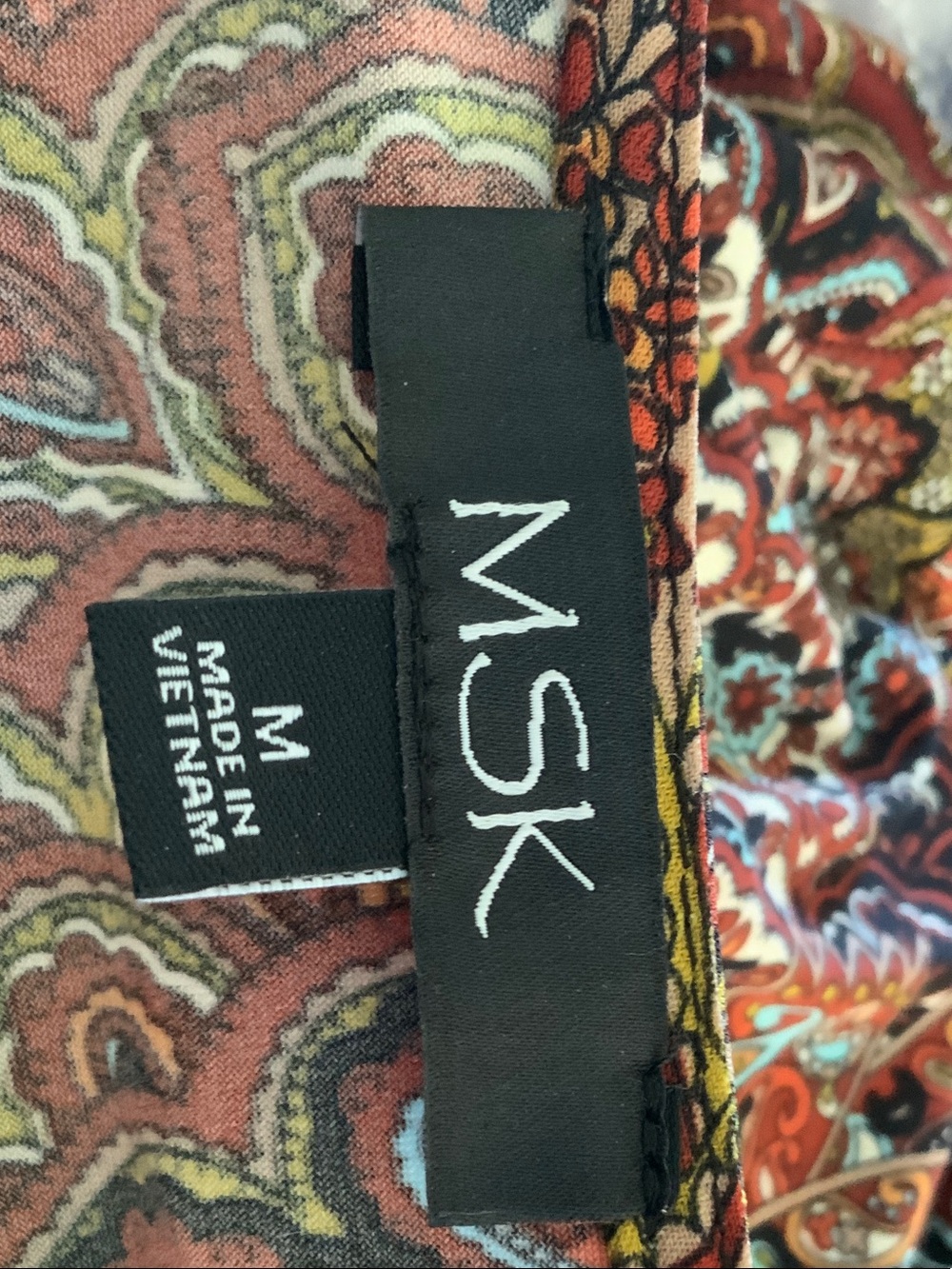 45~ New MSK Paisley V-Neck Maxi Dress in Rust, Mustard & Teal Medium - Picture 9 of 10